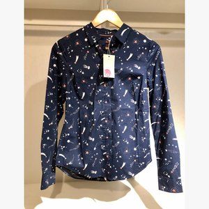 Boden Modern Classic Shirt Navy and Blush, Cosmic